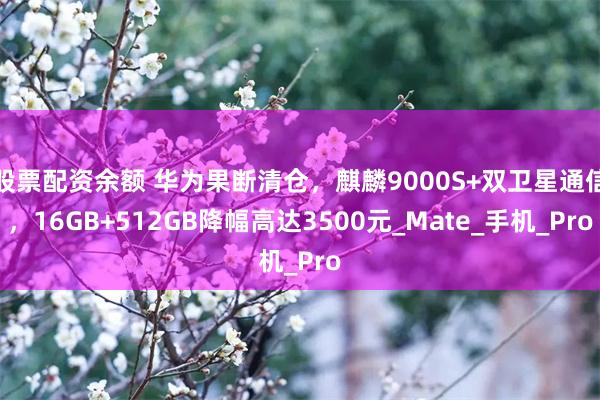 股票配资余额 华为果断清仓，麒麟9000S+双卫星通信，16GB+512GB降幅高达3500元_Mate_手机_Pro