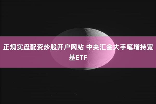 正规实盘配资炒股开户网站 中央汇金大手笔增持宽基ETF