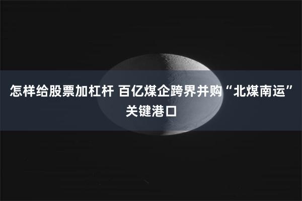 怎样给股票加杠杆 百亿煤企跨界并购“北煤南运”关键港口